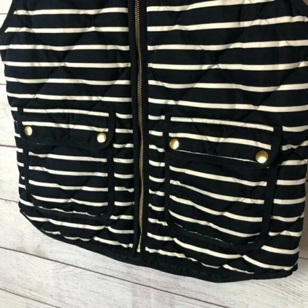 J. Crew Navy & White Quilted Excursion Full Zip Puffer Vest S